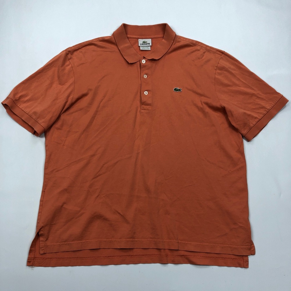 Lacoste Mens Short Sleeve Cotton Polo Shirt Orange Size 6 XL Classic Fit